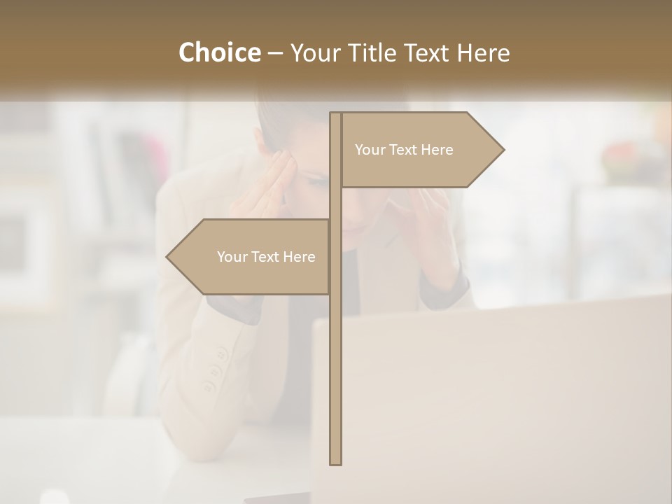 A Woman Sitting In Front Of A Laptop Computer PowerPoint Template