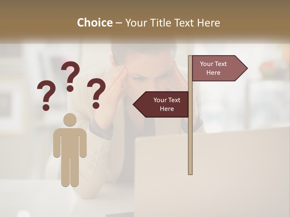 A Woman Sitting In Front Of A Laptop Computer PowerPoint Template