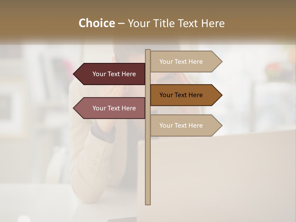 A Woman Sitting In Front Of A Laptop Computer PowerPoint Template