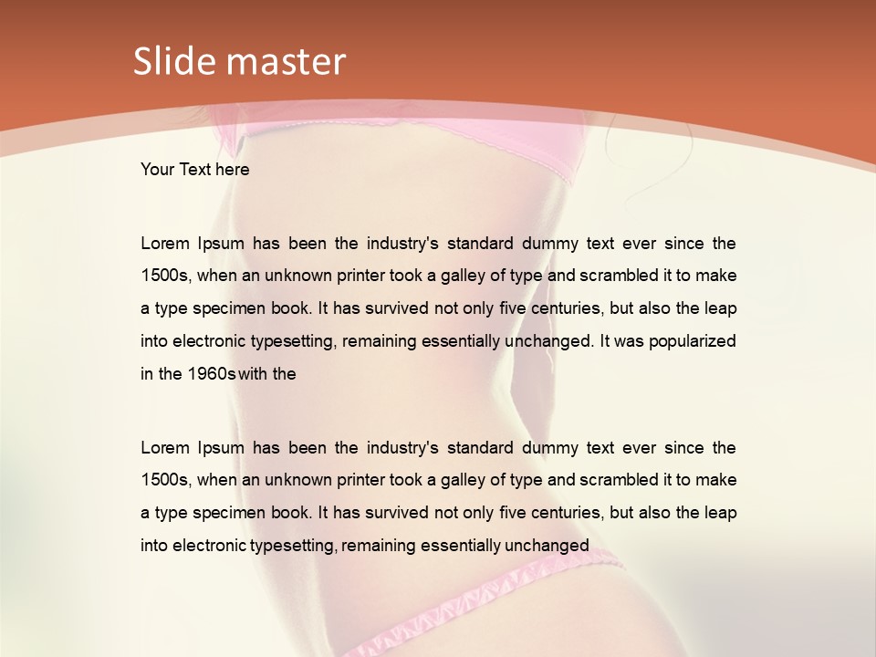 A Beautiful Woman In A Pink Bikini Posing For The Camera PowerPoint Template