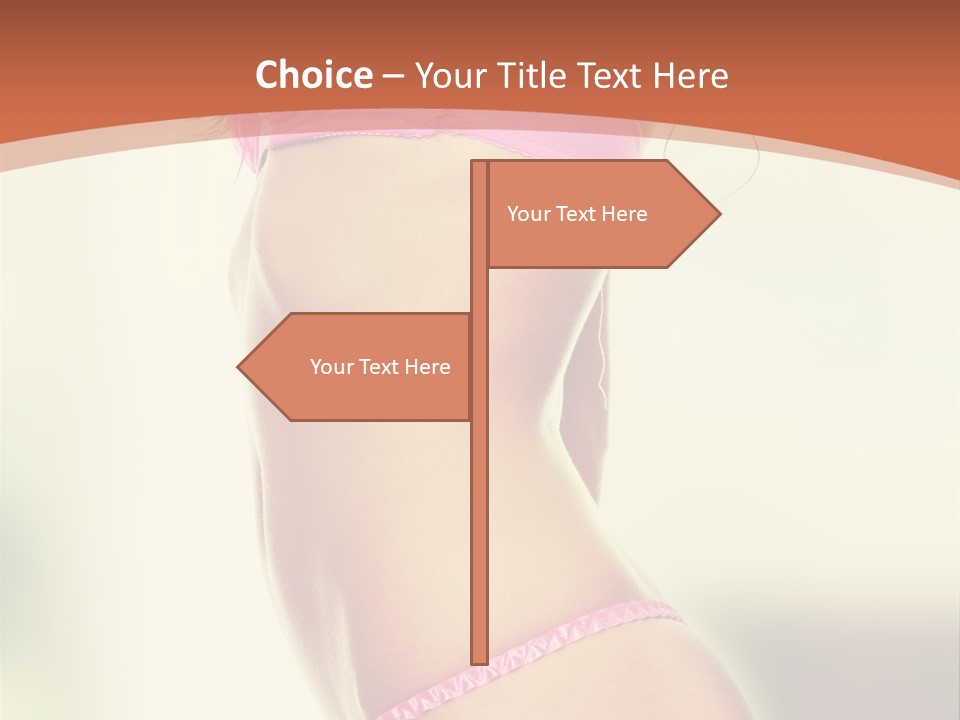 A Beautiful Woman In A Pink Bikini Posing For The Camera PowerPoint Template