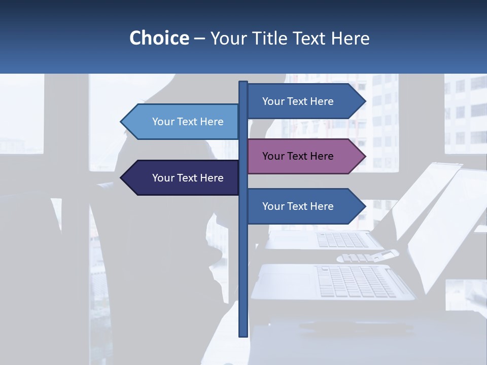 A Man Sitting In Front Of A Laptop Computer PowerPoint Template