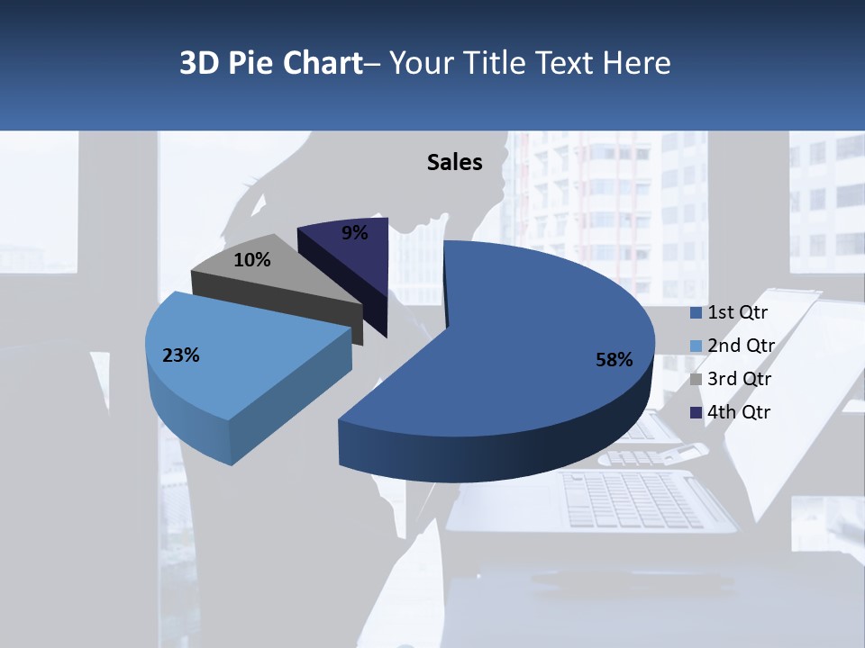 A Man Sitting In Front Of A Laptop Computer PowerPoint Template