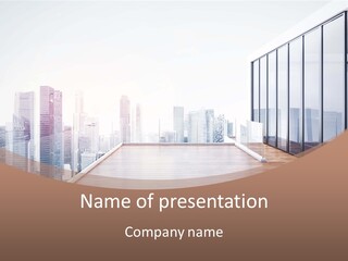 An Empty Room With A Cityscape In The Background PowerPoint Template