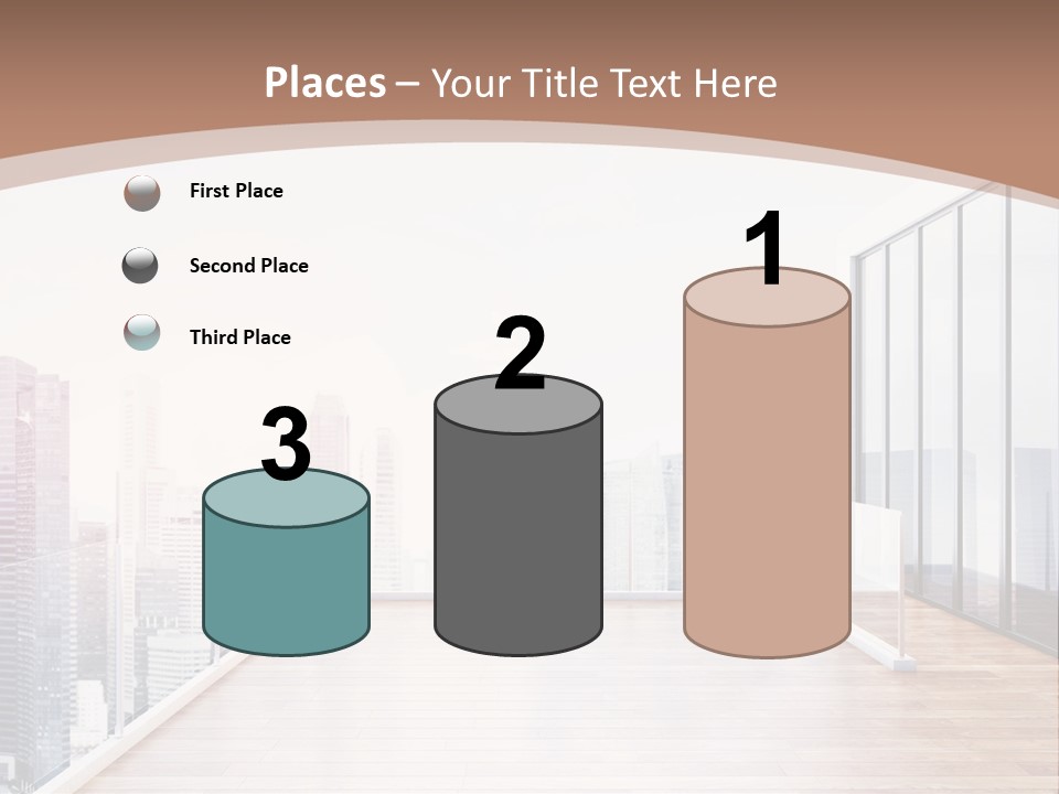 An Empty Room With A Cityscape In The Background PowerPoint Template