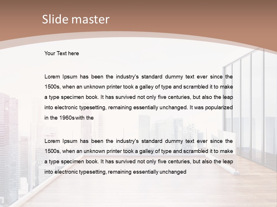 An Empty Room With A Cityscape In The Background PowerPoint Template