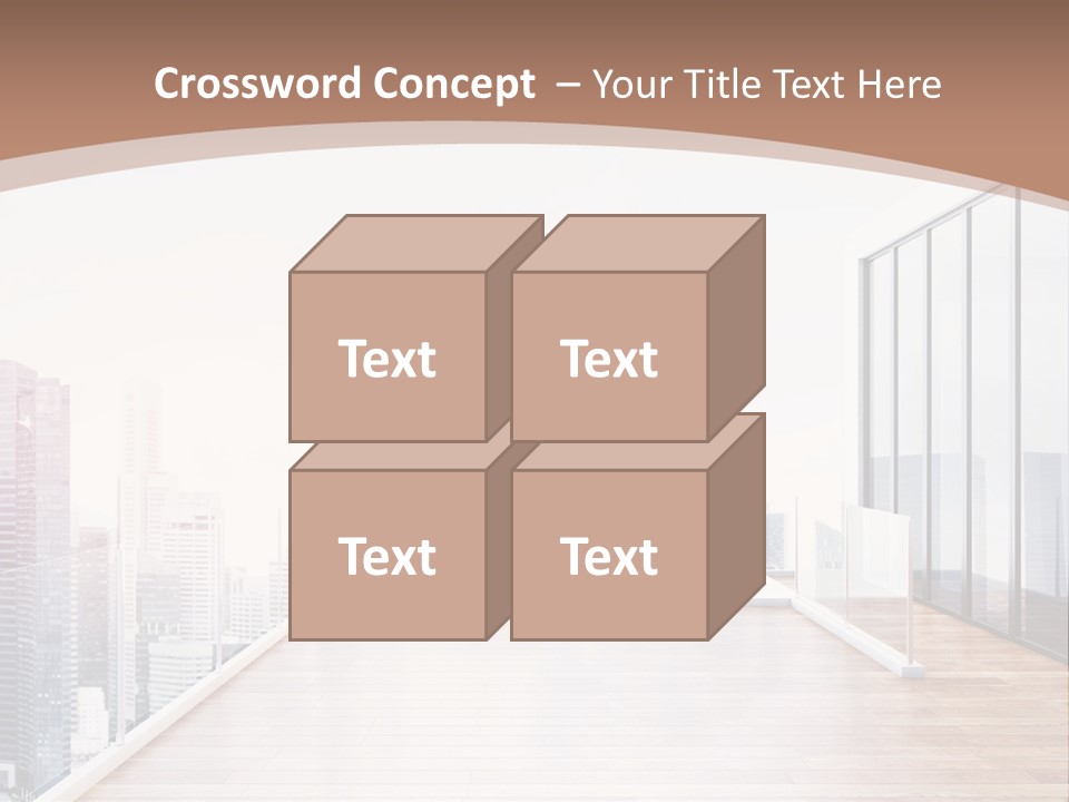 An Empty Room With A Cityscape In The Background PowerPoint Template