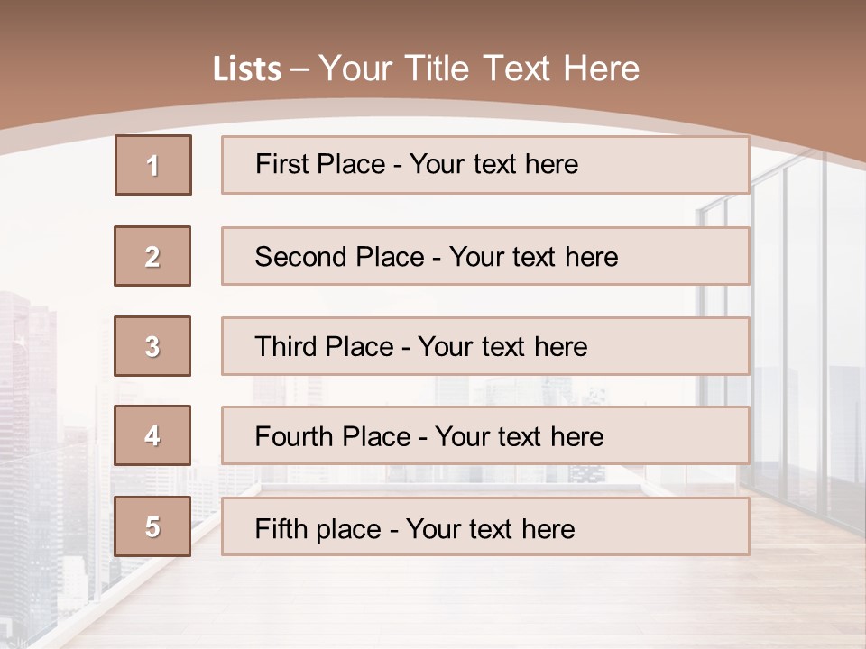 An Empty Room With A Cityscape In The Background PowerPoint Template