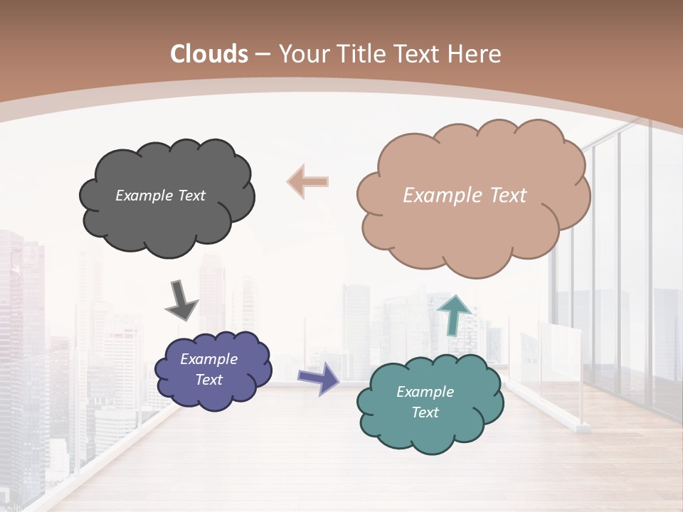 An Empty Room With A Cityscape In The Background PowerPoint Template
