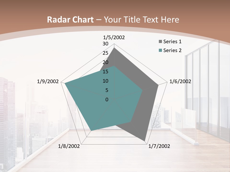 An Empty Room With A Cityscape In The Background PowerPoint Template