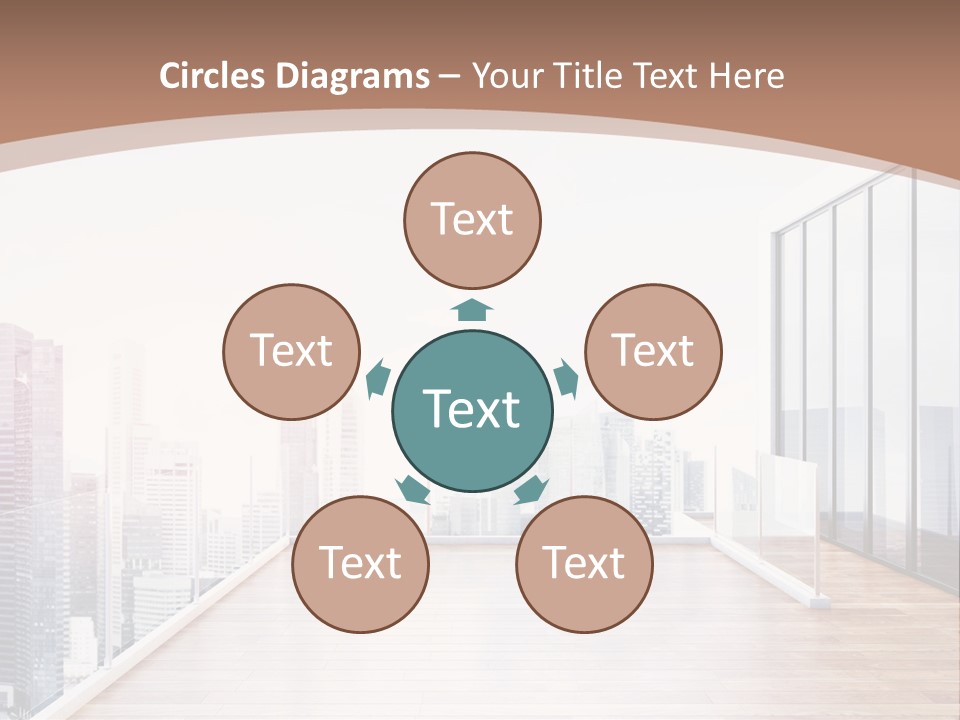 An Empty Room With A Cityscape In The Background PowerPoint Template