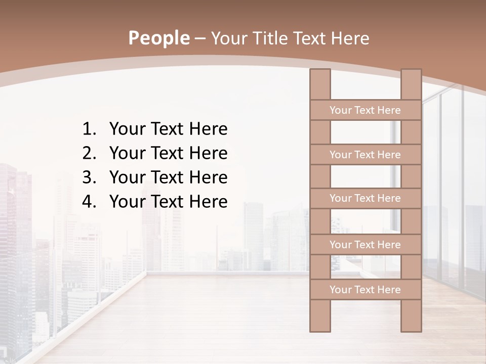 An Empty Room With A Cityscape In The Background PowerPoint Template