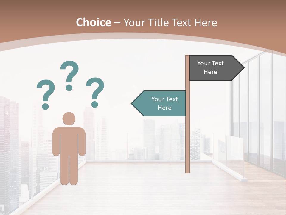 An Empty Room With A Cityscape In The Background PowerPoint Template