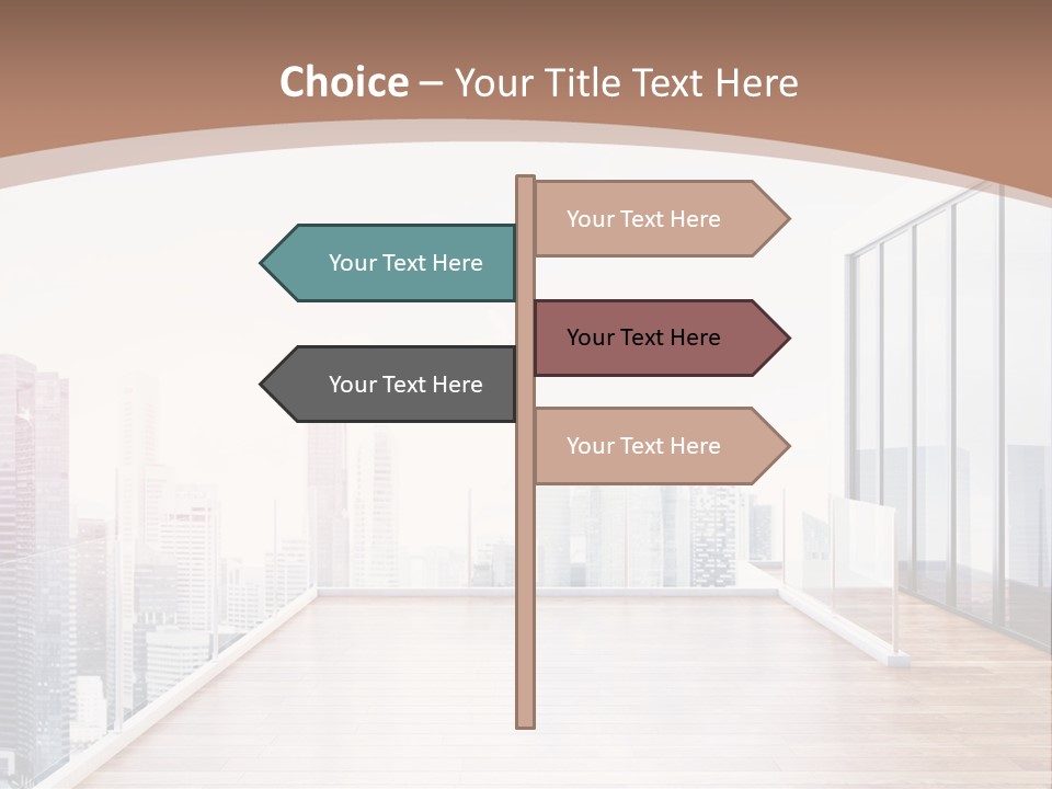 An Empty Room With A Cityscape In The Background PowerPoint Template