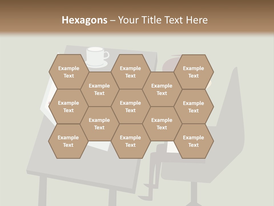 A Man Sitting At A Desk With A Cup Of Coffee On It PowerPoint Template