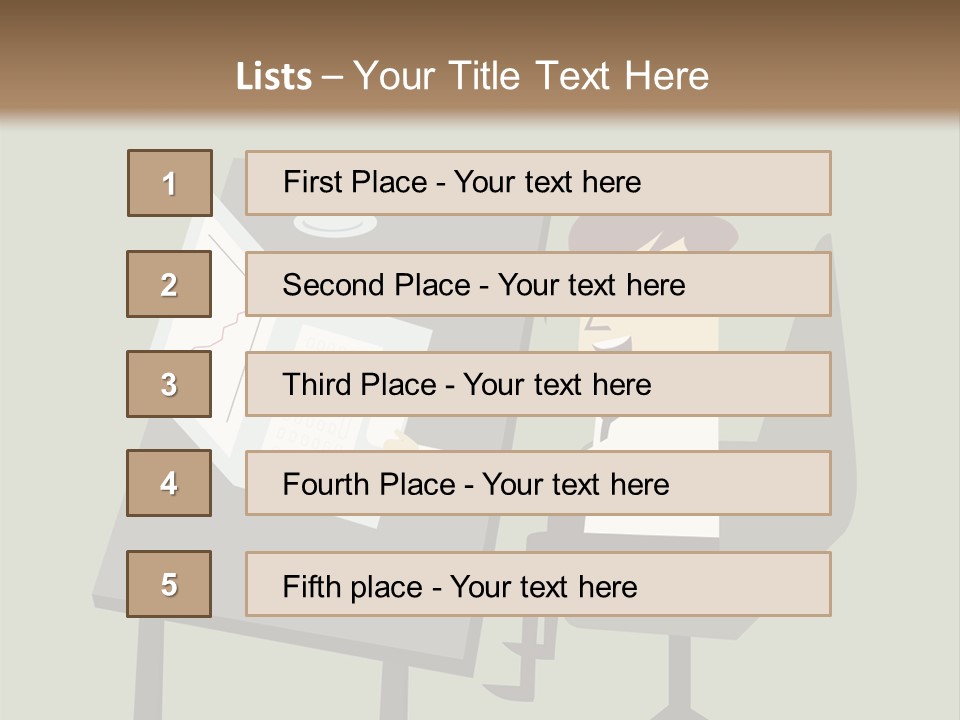 A Man Sitting At A Desk With A Cup Of Coffee On It PowerPoint Template