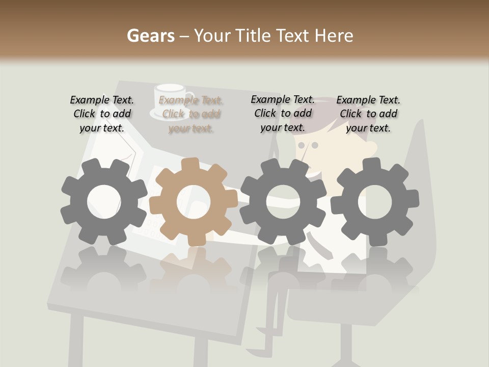 A Man Sitting At A Desk With A Cup Of Coffee On It PowerPoint Template