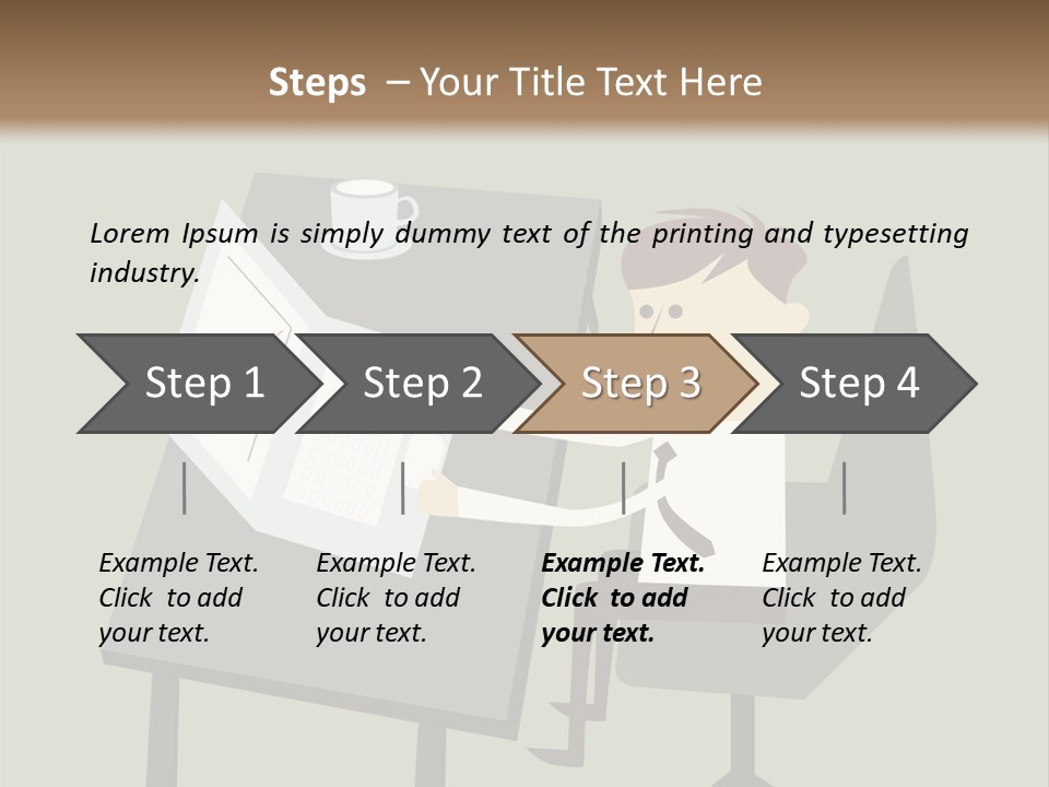 A Man Sitting At A Desk With A Cup Of Coffee On It PowerPoint Template