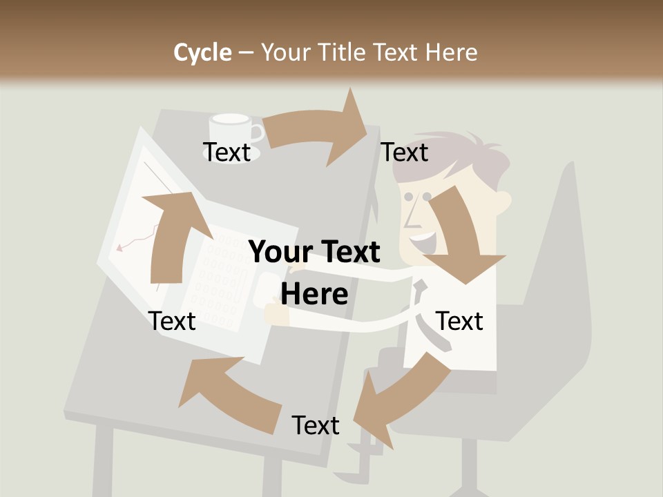 A Man Sitting At A Desk With A Cup Of Coffee On It PowerPoint Template