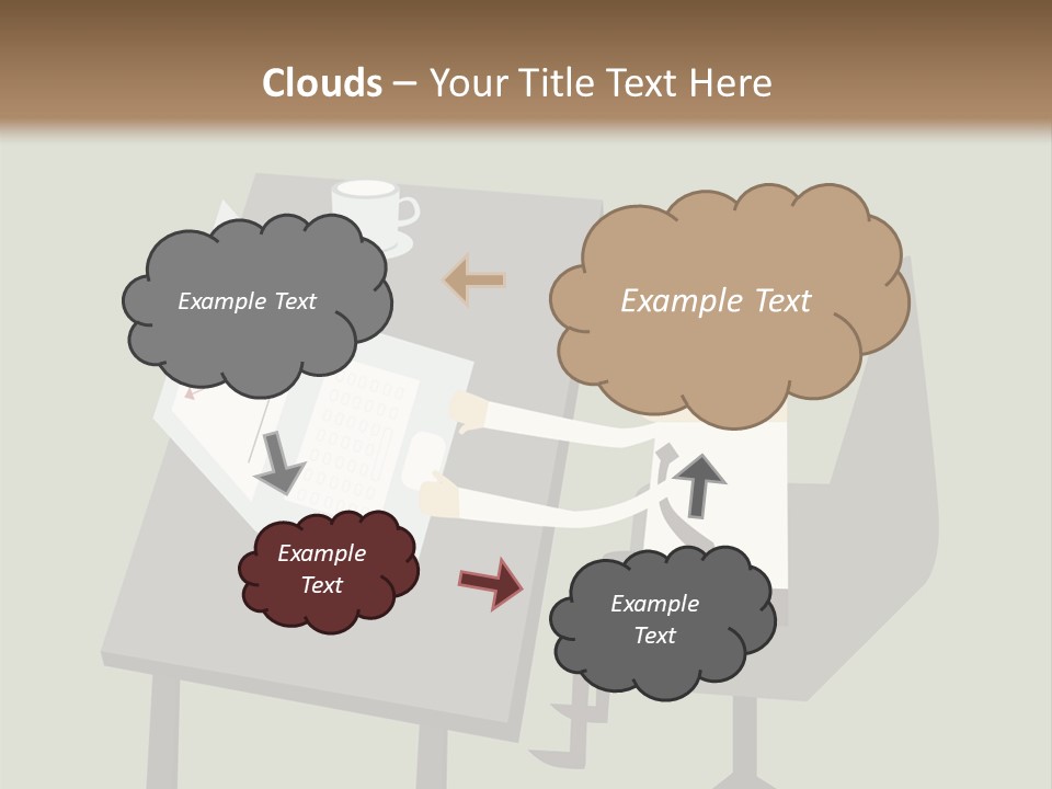 A Man Sitting At A Desk With A Cup Of Coffee On It PowerPoint Template
