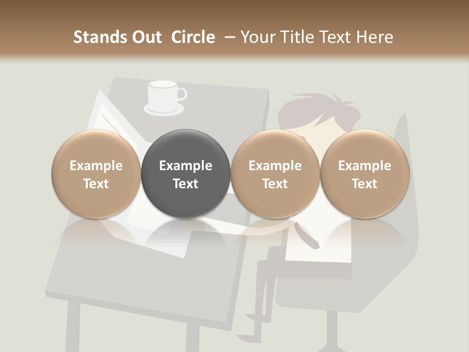 A Man Sitting At A Desk With A Cup Of Coffee On It PowerPoint Template