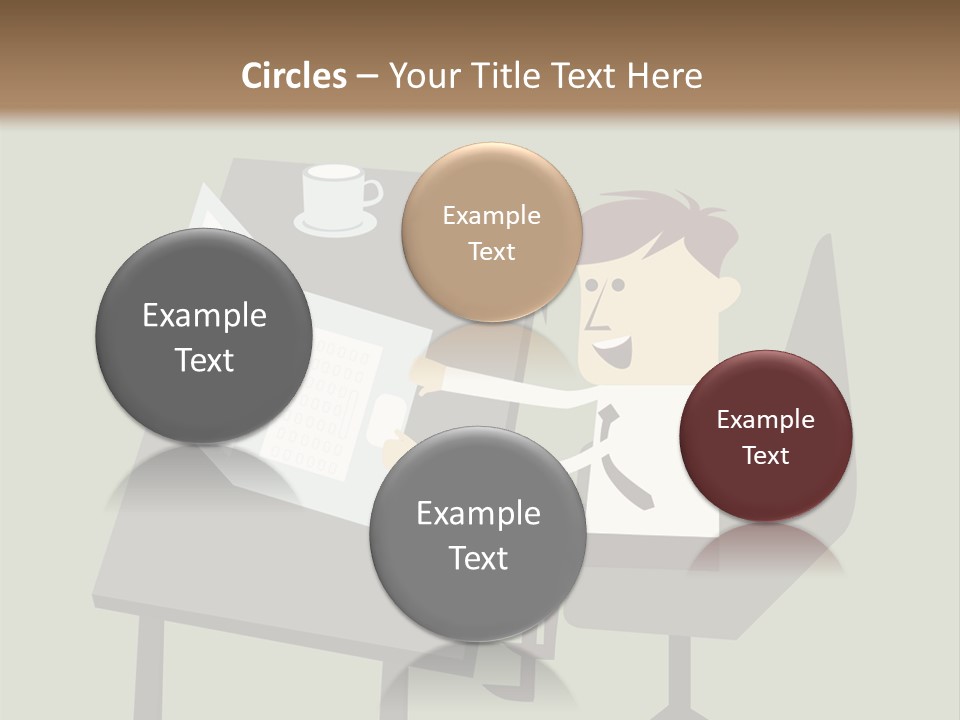 A Man Sitting At A Desk With A Cup Of Coffee On It PowerPoint Template