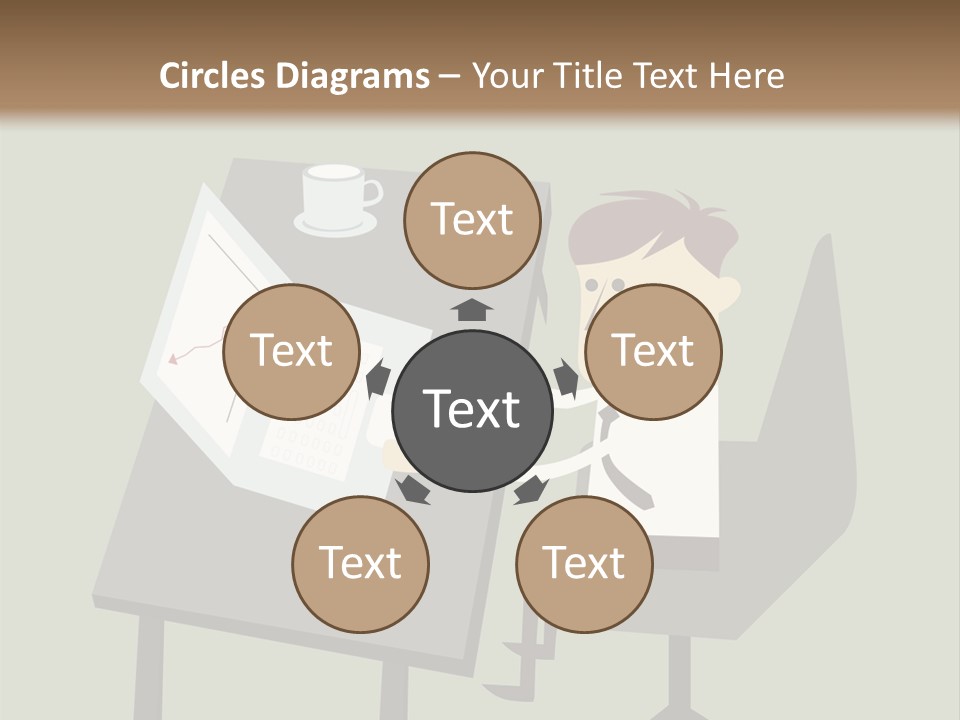 A Man Sitting At A Desk With A Cup Of Coffee On It PowerPoint Template