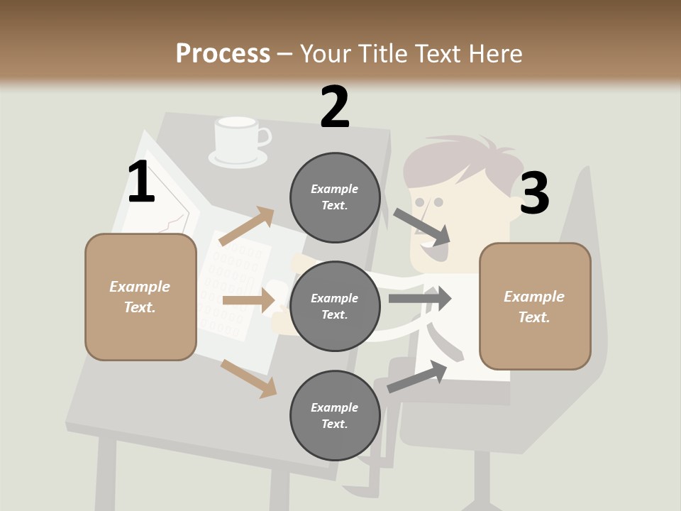A Man Sitting At A Desk With A Cup Of Coffee On It PowerPoint Template