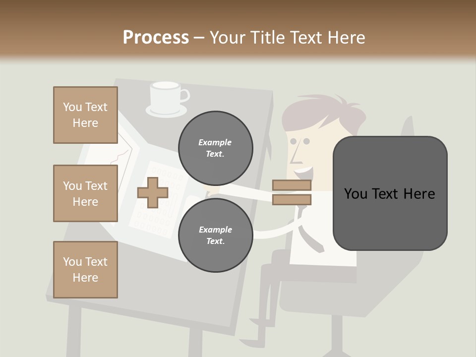 A Man Sitting At A Desk With A Cup Of Coffee On It PowerPoint Template