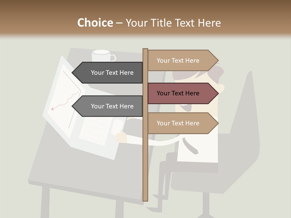 A Man Sitting At A Desk With A Cup Of Coffee On It PowerPoint Template