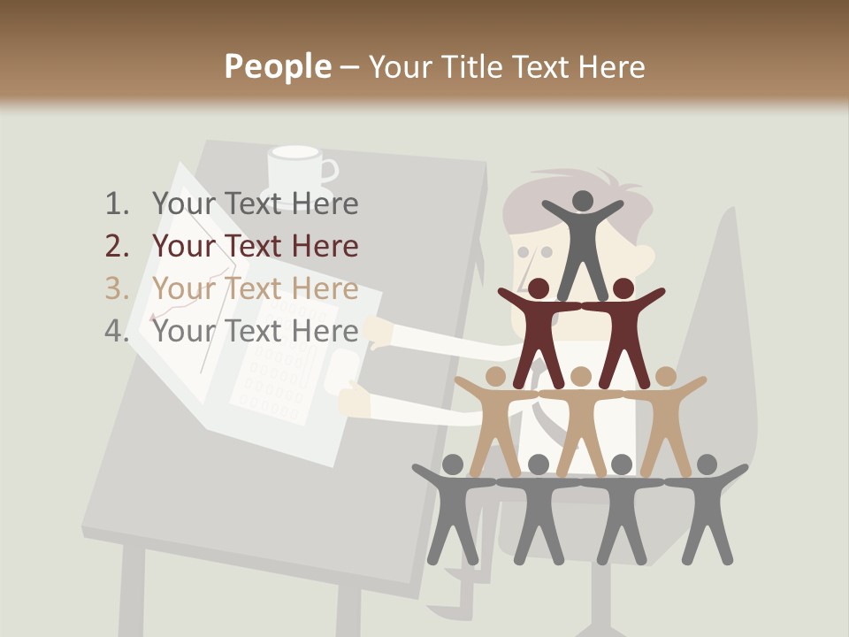 A Man Sitting At A Desk With A Cup Of Coffee On It PowerPoint Template