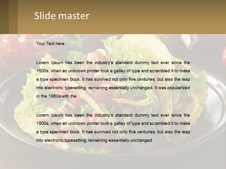 A Plate Of Tacos With Lettuce And Tomatoes PowerPoint Template