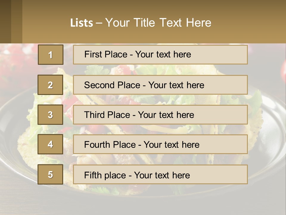 A Plate Of Tacos With Lettuce And Tomatoes PowerPoint Template