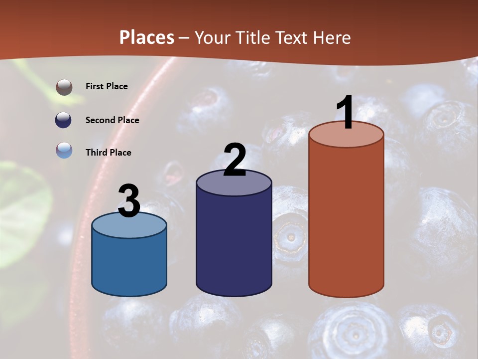 A Bowl Of Blueberries On A Table With Leaves PowerPoint Template