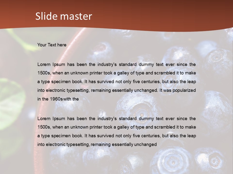 A Bowl Of Blueberries On A Table With Leaves PowerPoint Template