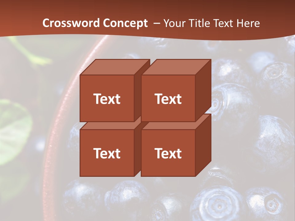 A Bowl Of Blueberries On A Table With Leaves PowerPoint Template