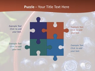 A Bowl Of Blueberries On A Table With Leaves PowerPoint Template