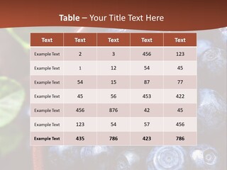 A Bowl Of Blueberries On A Table With Leaves PowerPoint Template