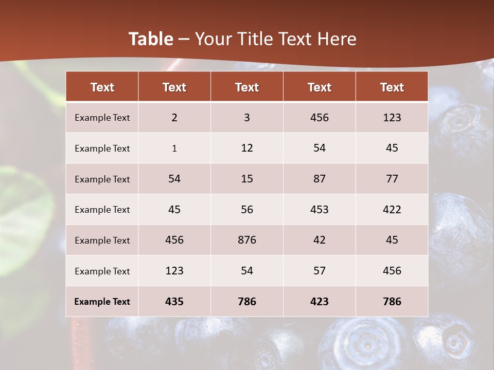 A Bowl Of Blueberries On A Table With Leaves PowerPoint Template