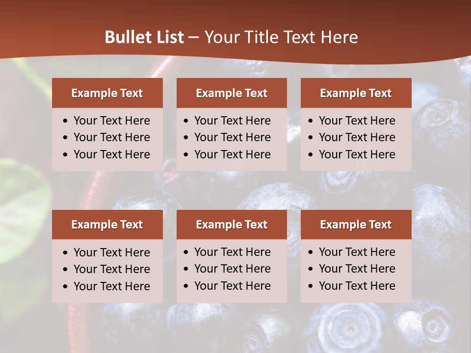 A Bowl Of Blueberries On A Table With Leaves PowerPoint Template