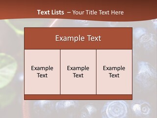 A Bowl Of Blueberries On A Table With Leaves PowerPoint Template