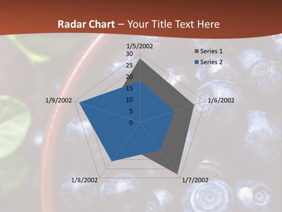 A Bowl Of Blueberries On A Table With Leaves PowerPoint Template