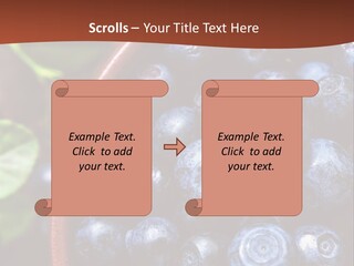 A Bowl Of Blueberries On A Table With Leaves PowerPoint Template