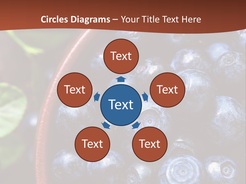 A Bowl Of Blueberries On A Table With Leaves PowerPoint Template