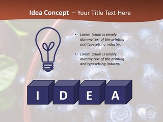 A Bowl Of Blueberries On A Table With Leaves PowerPoint Template