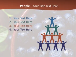 A Bowl Of Blueberries On A Table With Leaves PowerPoint Template