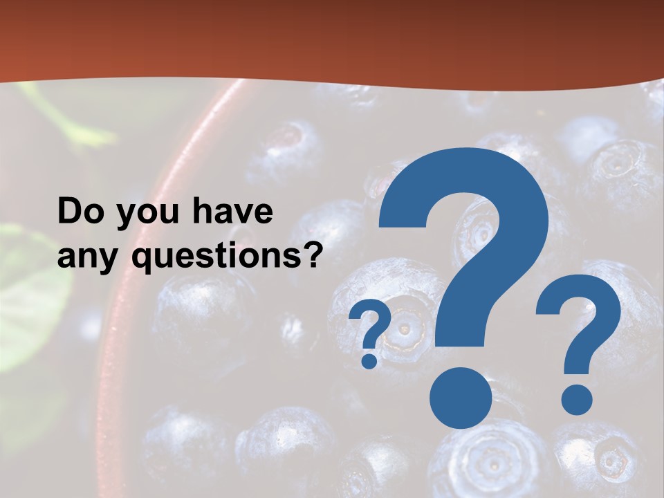 A Bowl Of Blueberries On A Table With Leaves PowerPoint Template