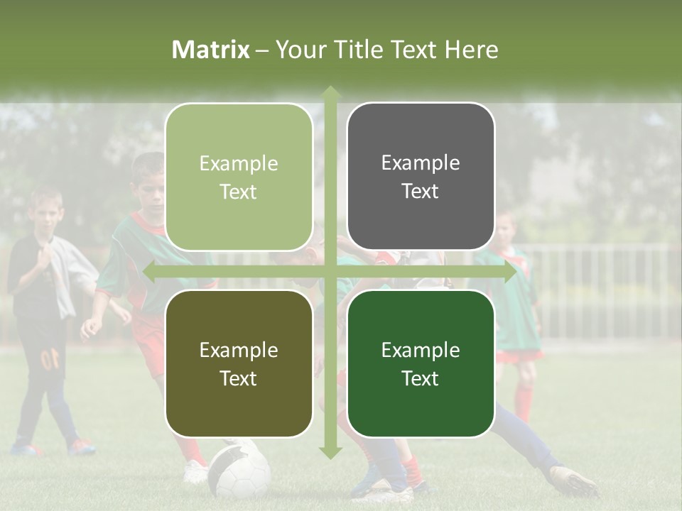 A Group Of Children Playing Soccer On A Field PowerPoint Template