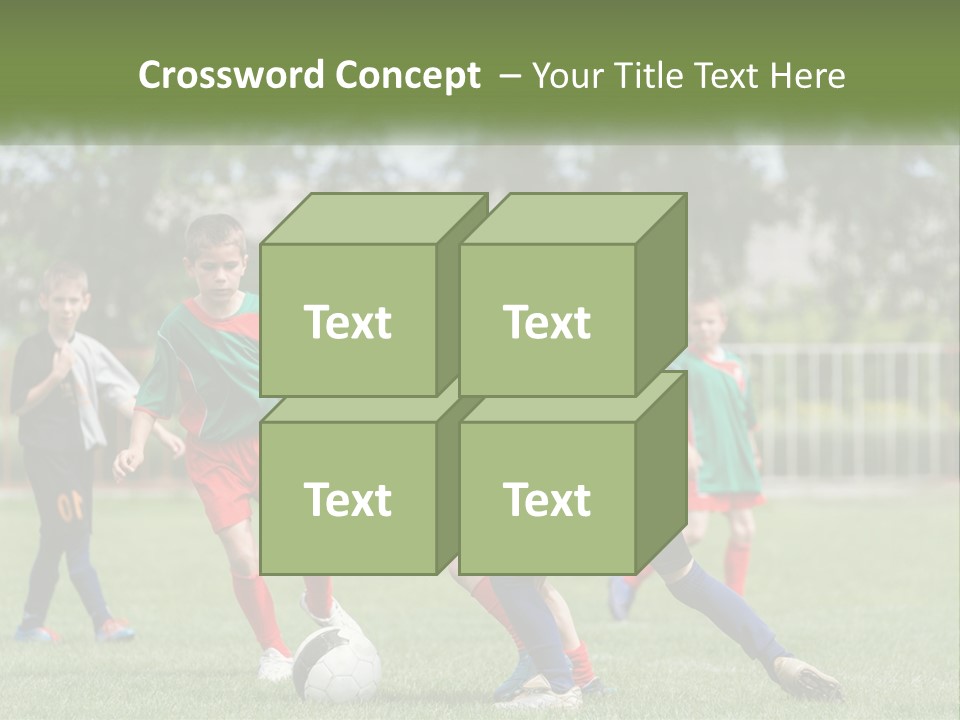 A Group Of Children Playing Soccer On A Field PowerPoint Template