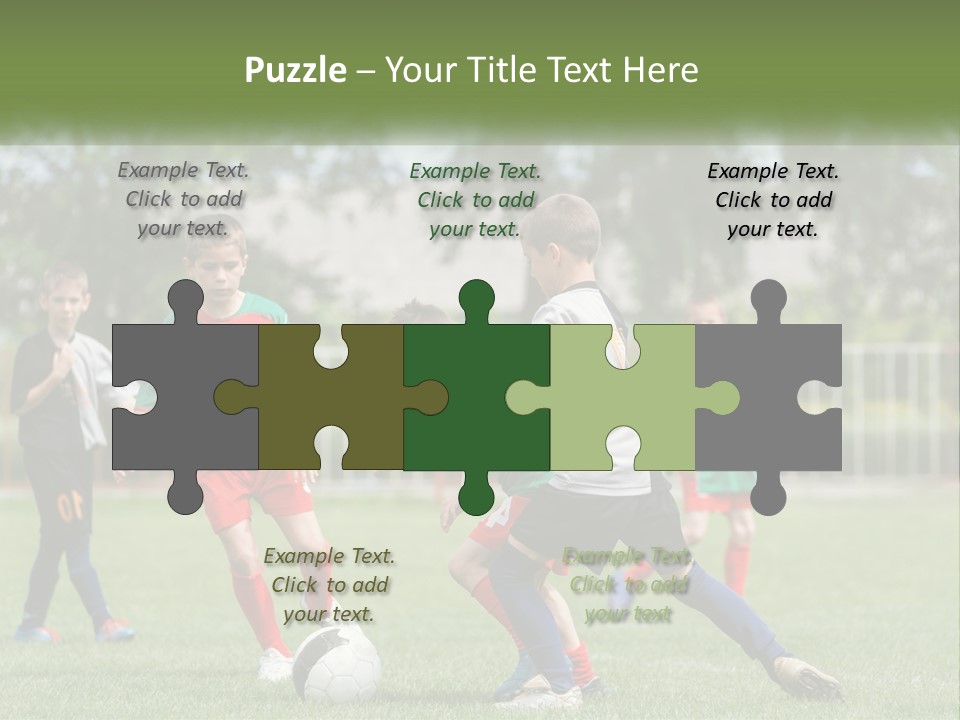 A Group Of Children Playing Soccer On A Field PowerPoint Template